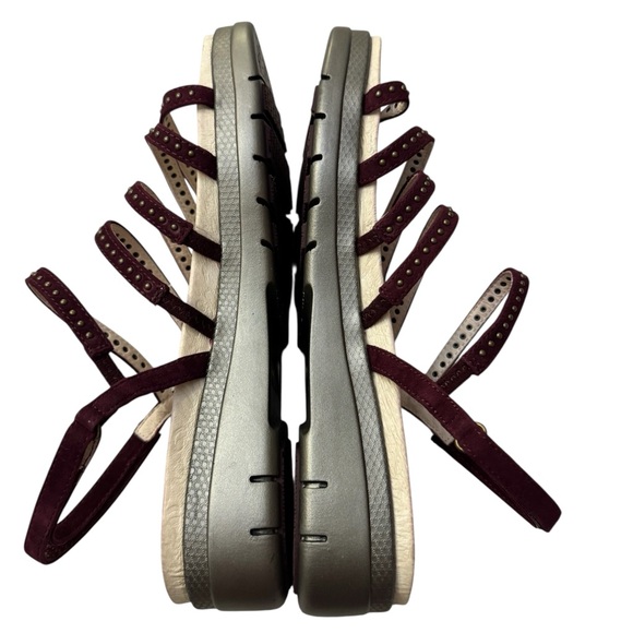 Jambu Burgundy Studded Strappy Wedge Sandals 11 - Picture 6 of 11